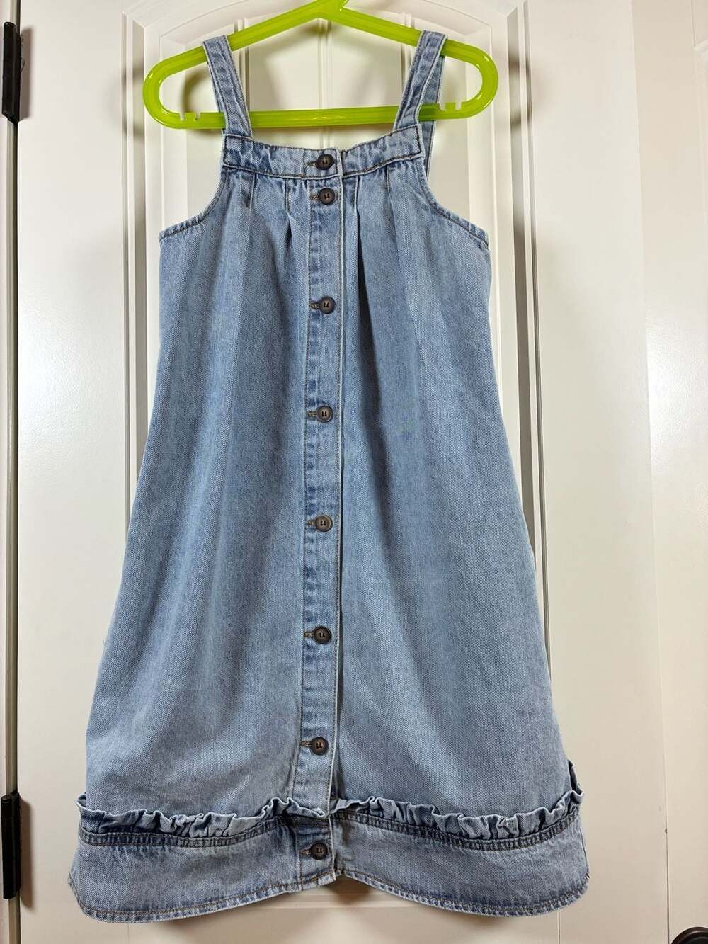 Chelsea & Violet Girls Light Wash Denim Ruffle Hem Dress Size M